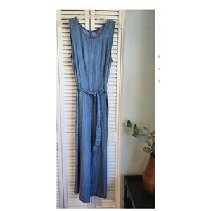 Women's size XS Jumpsuit Wide Leg Chambray 100% Tencel Vince Camuto Belted Blue